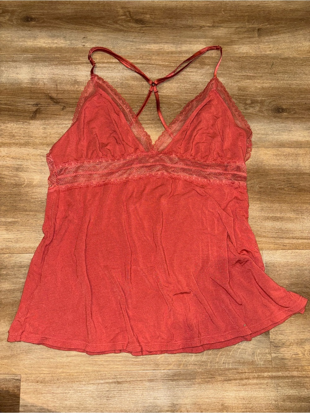 Victoriaโs Secret Red Lace-Trim Cami Tank Top